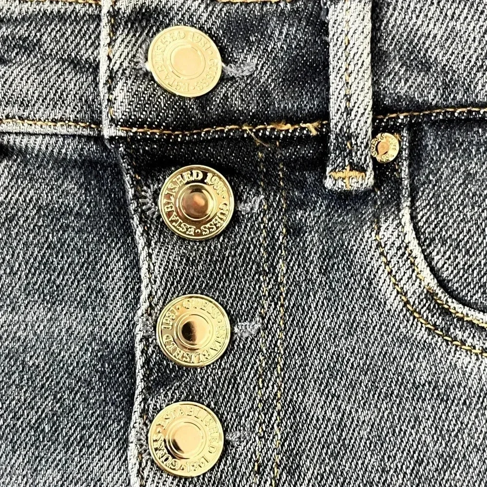 Guess big girls button up front skinny jeans hi waist stretch denim size 7 NWOT